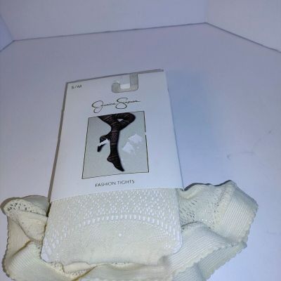 JESSICA SIMPSON S/M Fashion Tights~Ivory Textured Pair NEW